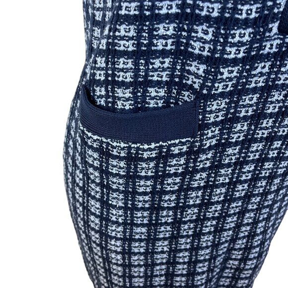Free Assembly Navy/White Plaid Knit Dress Womens Short Sleeves Sz S - Picture 4 of 8